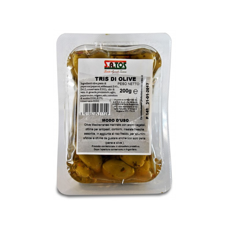 Žalios alyvuogės Tris Satos be kauliukų (200 g.)