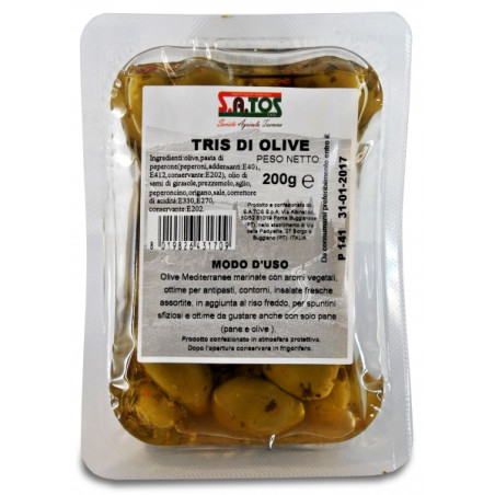 Žalios alyvuogės Tris Satos be kauliukų (200 g.)